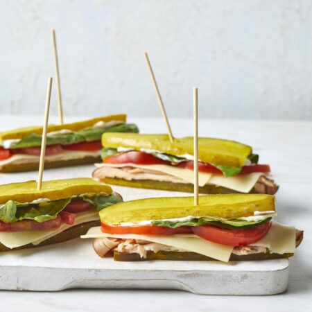 pickle slices on sandwiches