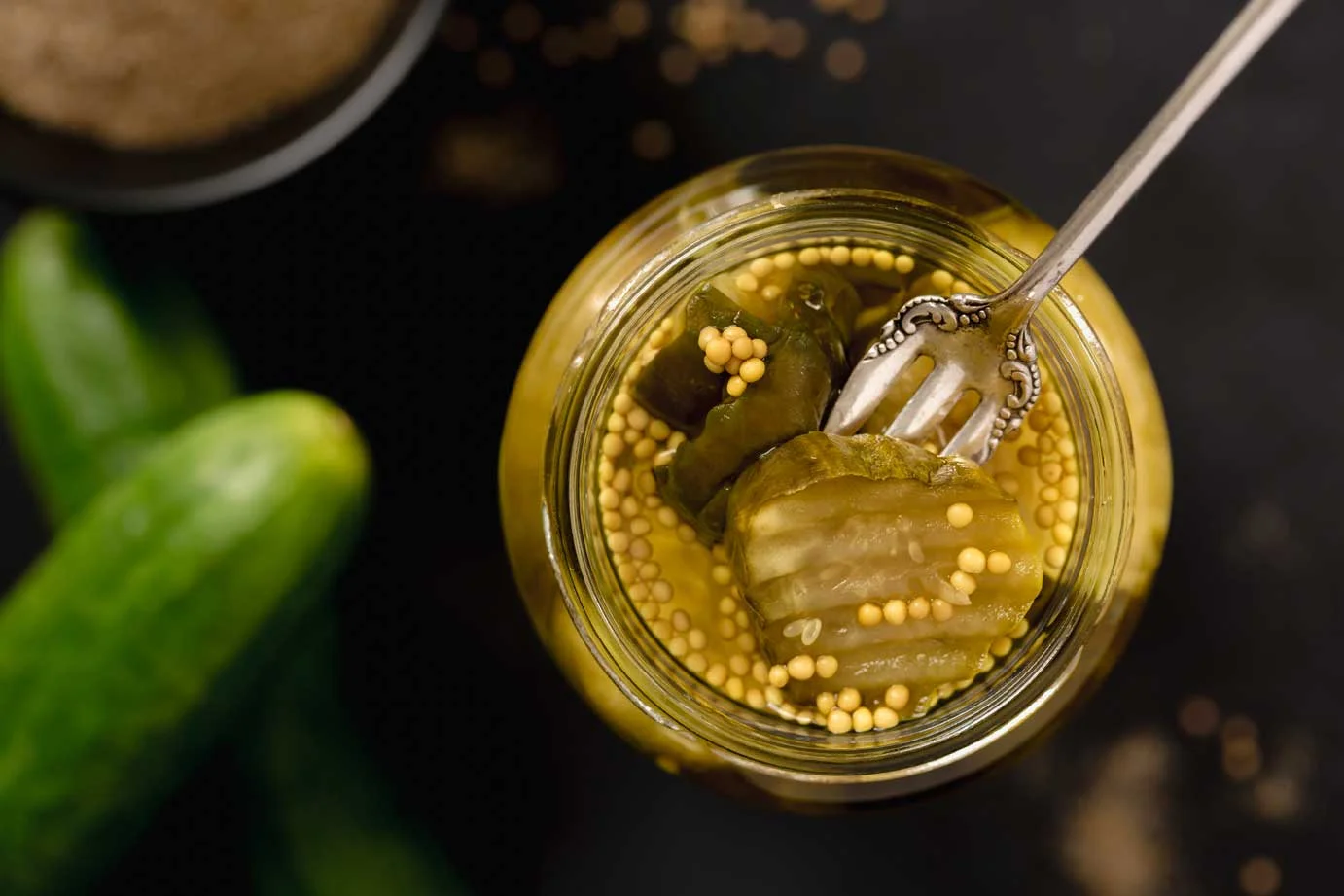 pickles with fork